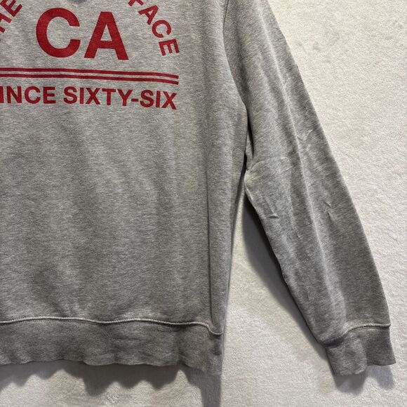 The North Face Men's Size Medium Gray Red Hoodie Sweatshirt Fleece Logo Outdoor - Picture 11 of 16